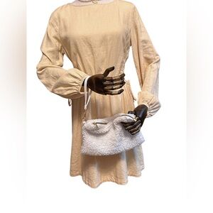 White Fleece Wristlet with Strap